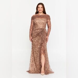 Elegant Sequin Brown Evening Gown New With Tags